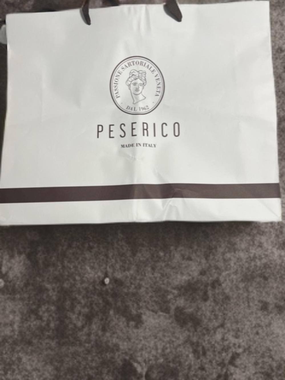Peserico White and Brown Logo Tote Bag